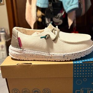 Hey Dude Silver and White Youth Shoes